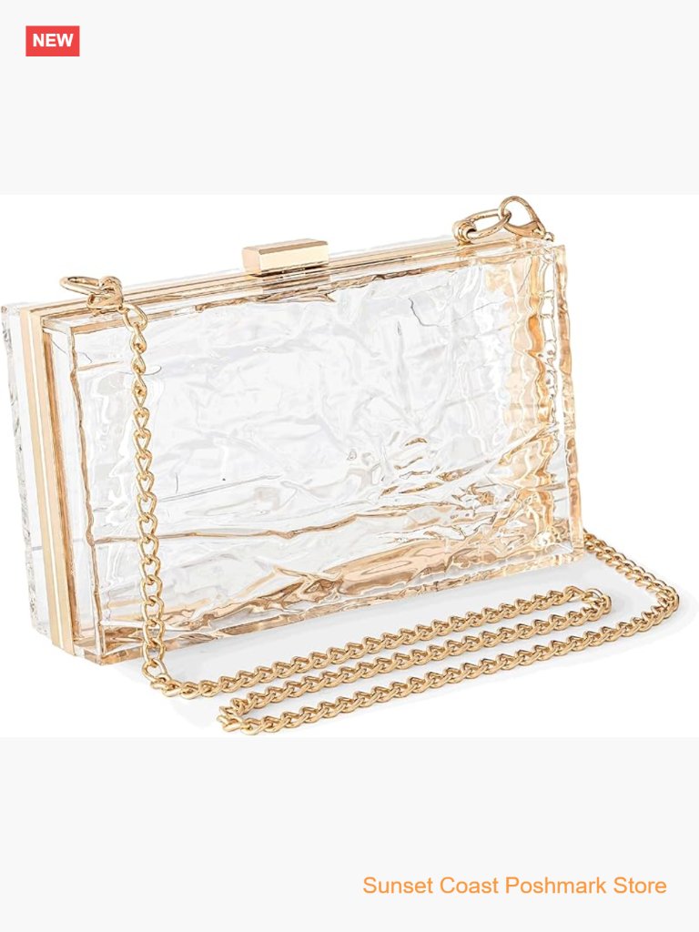 Women's Clear Acrylic Evening Clutch Purse Ripple Shaped Banquet Handbag